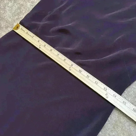 Vintage Jones New York Evening Vegan Silk Satin Y2K Midi Dress Eggplant Size 10P - Picture 9 of 11